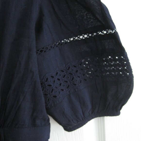 GAP Women's Puff Sleeve Lace Mini Dress Navy Size XS Petite Dark Blue NWT - Picture 5 of 7